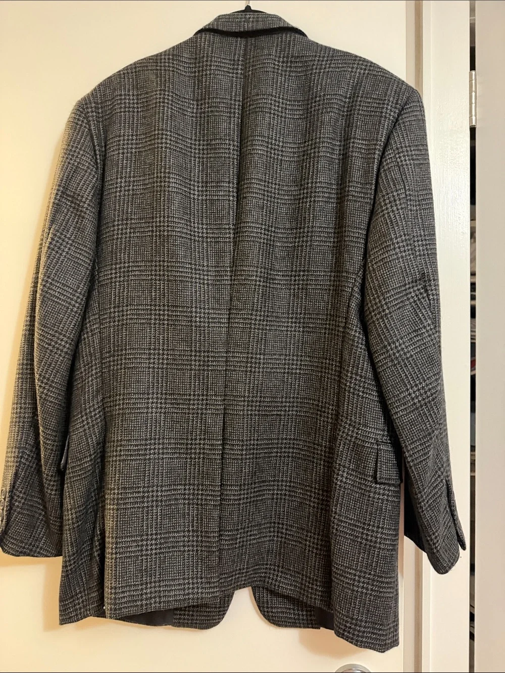 Hickey Freeman Canterbury wool alpaca Black Gray Glen Plaid Sport Coat size 43R